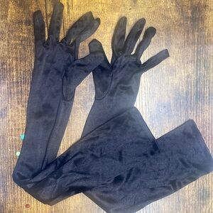 Satin long black gloves